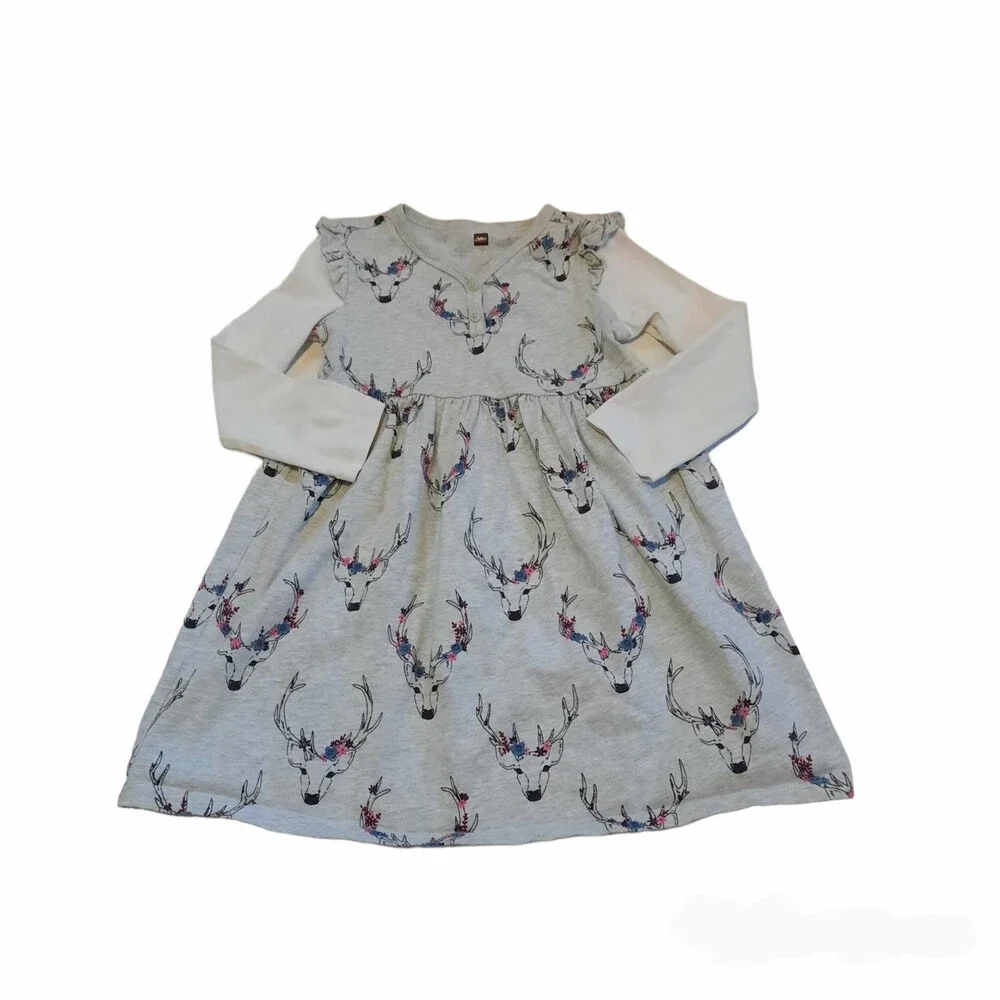 Tea Collection Girls Layered Deer Dress 5
